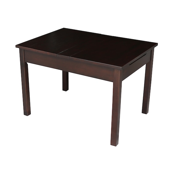 International Concepts Rectangle Table with Lift Up Top For Storage, 24 in W, 33.1 in L, 22.2 in H, Wood, Rich Mocha JT15-2532L - main